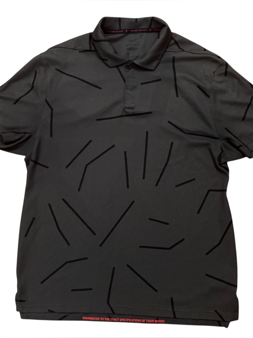 Nike Golf Polo Shirt Mens M Tiger Woods Collection Short Sleeve Geometric Gray
